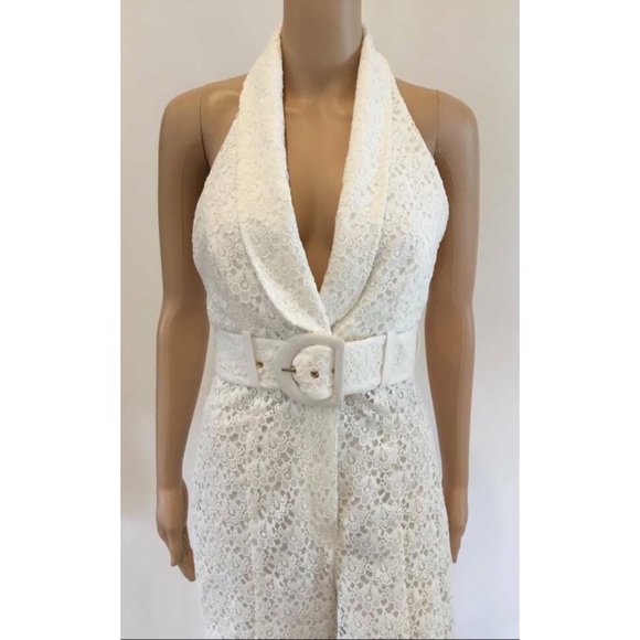 ZIMMERMANN LACE HALTER PLUNGING NECKLINE JUMPSUIT SZ ZIMMERMAN 0 - Picture 2 of 8